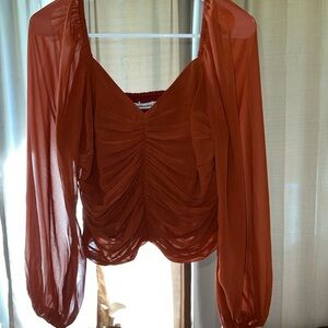 Abercrombie & Fitch Ruched Long Sleeve Top